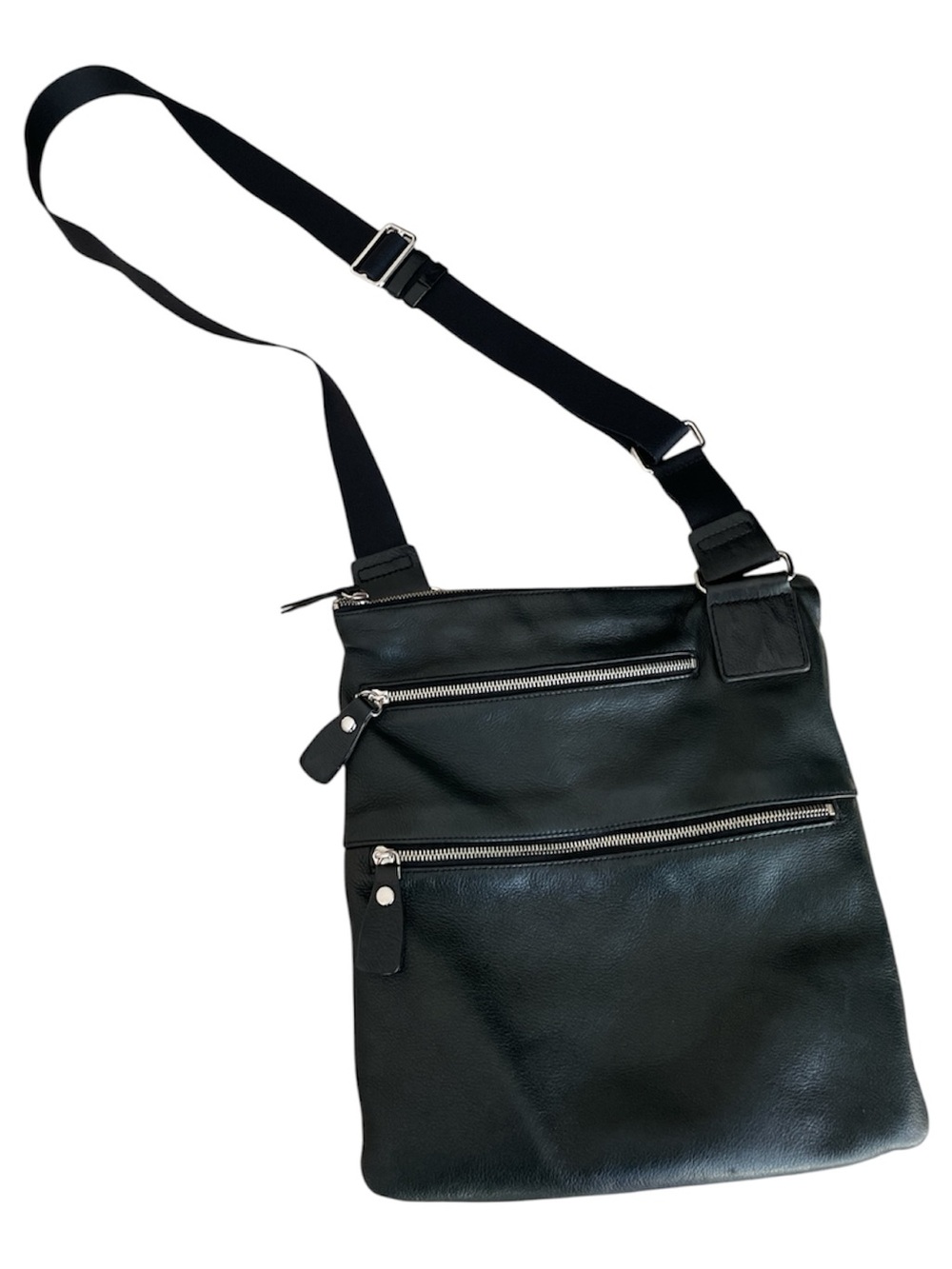 Margot Black Leather Crossbody Bag with Dual Zip Pockets